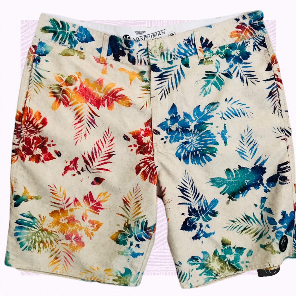 # 226 Vans Vanphibian Hybrid Shorts Mens 38 Hawaiian Floral Print